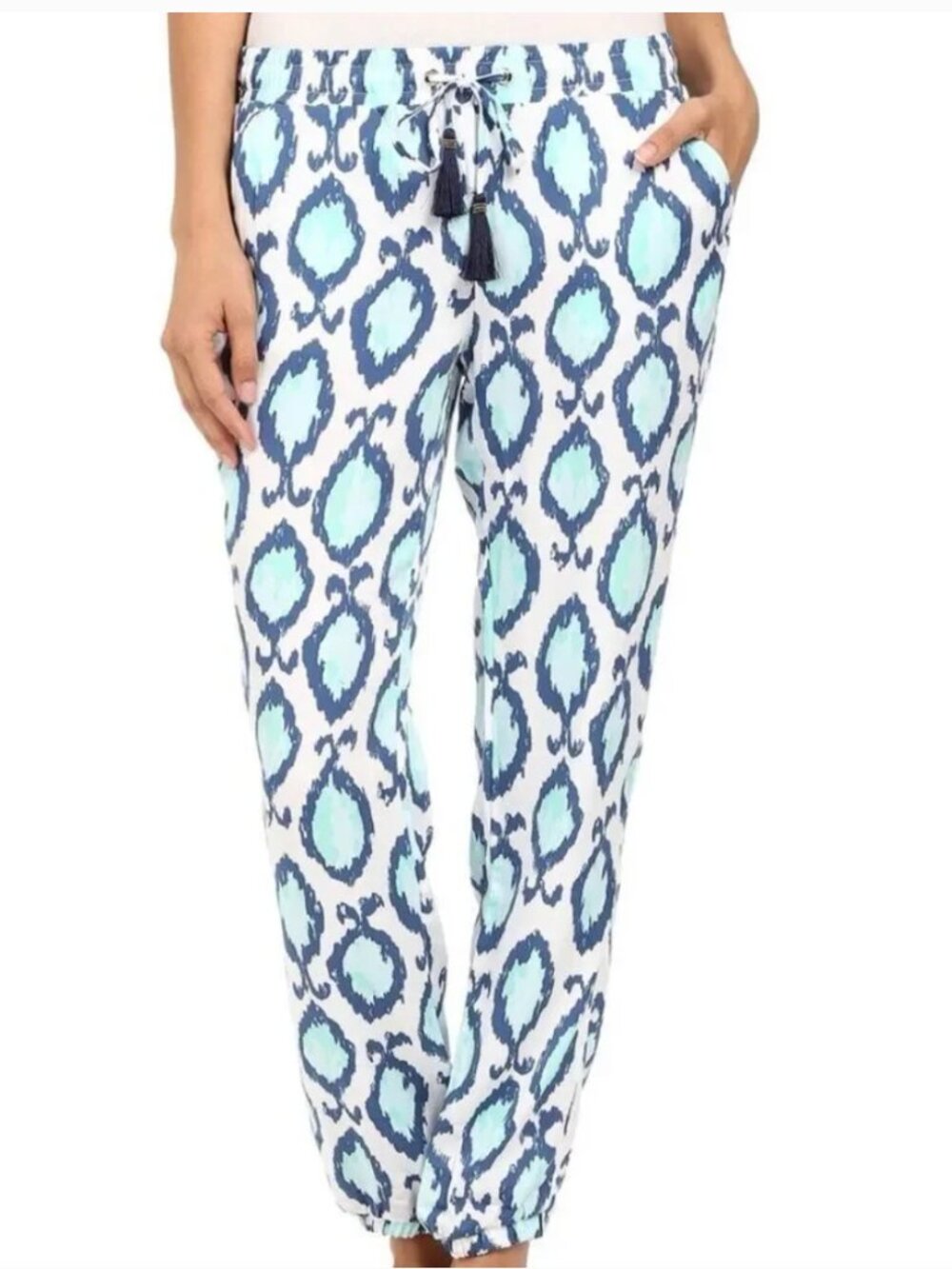 Lilly Pulitzer Beach Loot Piper Pants Joggers Pull On Tassels Womens Medium